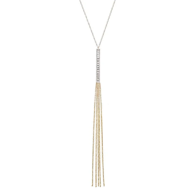 Beautiful Rose Gold Necklaces For Special Occasions-TIMELESS TASSEL DIAMOND NECKLACE, GOLD