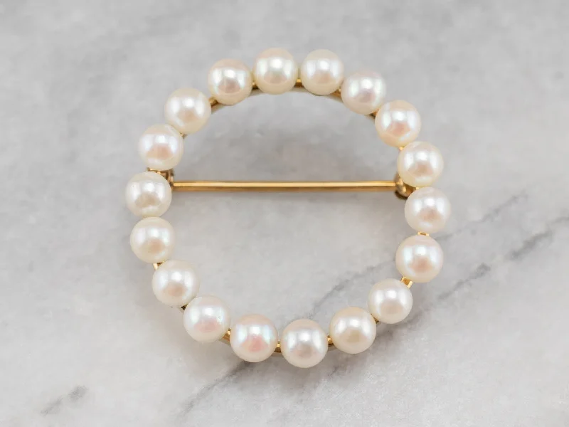 Decorative Brooch For Dress-Vintage Pearl Gold Circle Brooch