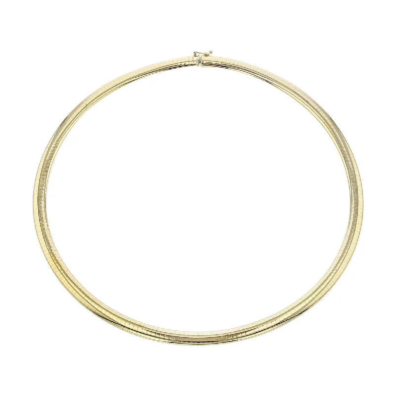 Large Necklace For Statement Fashion-16-Inch 14K Yellow Gold Domed Omega Necklace