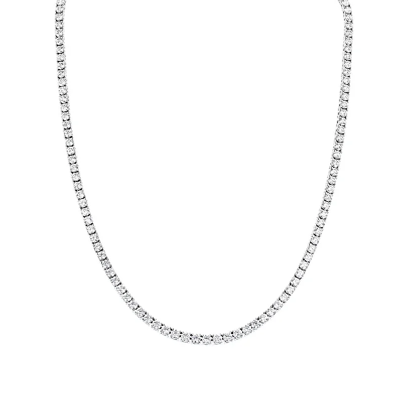 Simple Silver Necklaces For Casual Looks-18-Inch Diamond Necklace in 18K White Gold