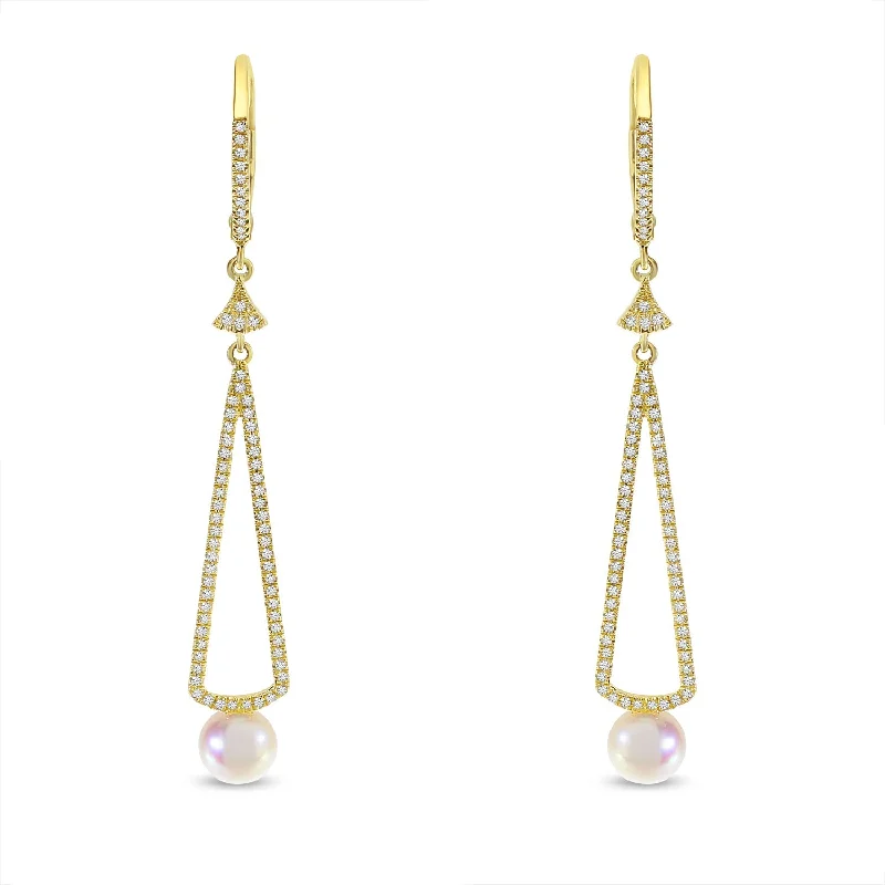 Big Hoop Earrings For Bold Look-DIAMOND & PEARL DROP EARRINGS E10380