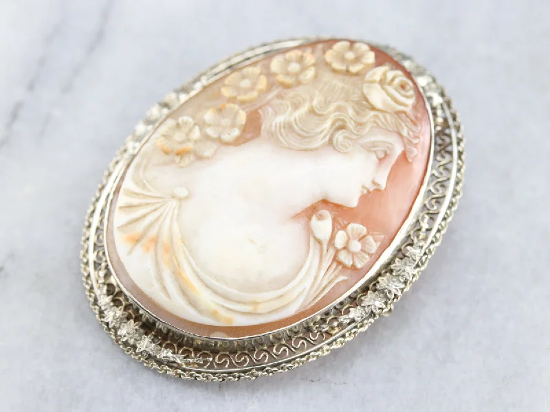 Romantic Brooch For Special Days-Art Deco Cameo Brooch or Pendant