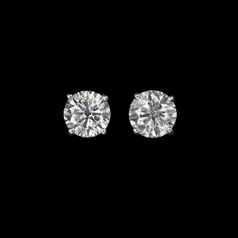 Custom Earrings For Wedding Gifts-1.5 CARAT DIAMOND STUD EARRINGS VERY GOOD ROUND BRILLIANT CUT NATURAL WHITE GOLD