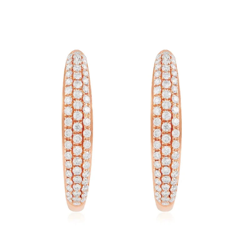 Statement Earrings For Fashion Enthusiasts-18k Rose Gold .88ct Diamond Hoop Earrings