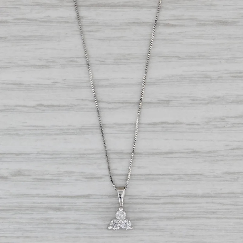 Crystal Necklaces For Sparkling Look-0.24ctw Diamond 3-Stone Pendant Necklace 14k White Gold 18" Box Chain