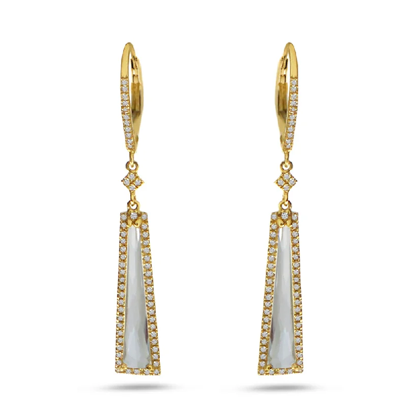 Classic Gold Earrings For Workwear-FANCY WHITE TOPAZ DANGLE EARRINGS E4132