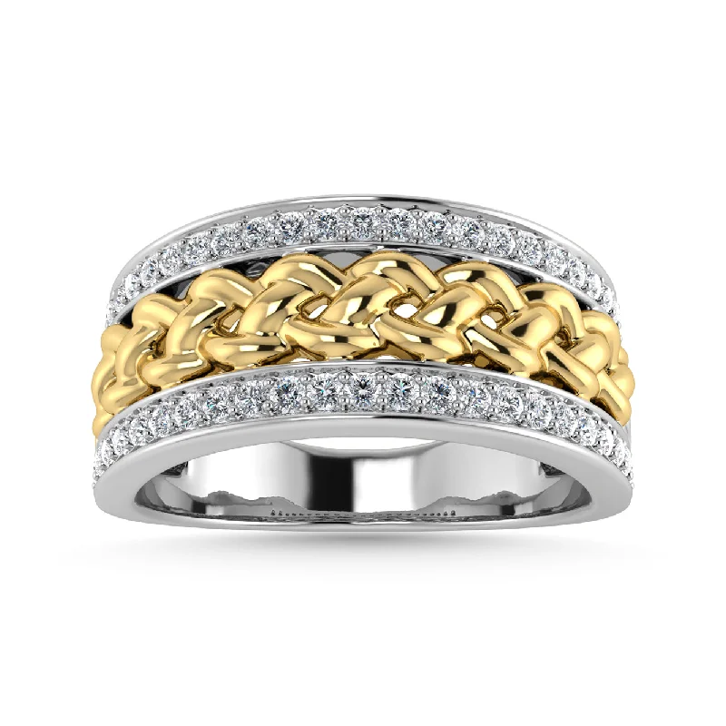 Elegant Wedding Bands For Men-Diamond 1/3 Ct.Tw. Mens Band in 14K Two Tone