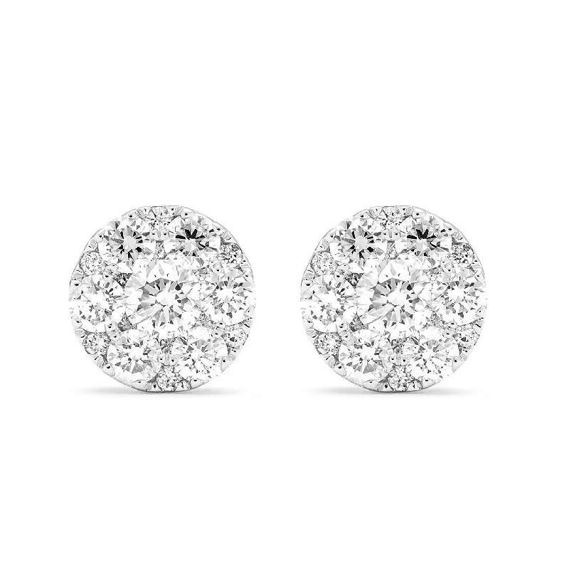 Stylish Earrings For Elegant Occasions-18k White Gold Diamond Stud Earrings .68ct