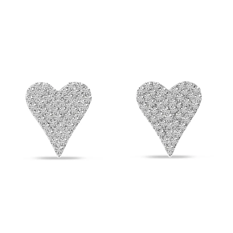 Minimalist Gold Earrings For Daily Wear-DIAMOND HEART EARRINGS E10506W