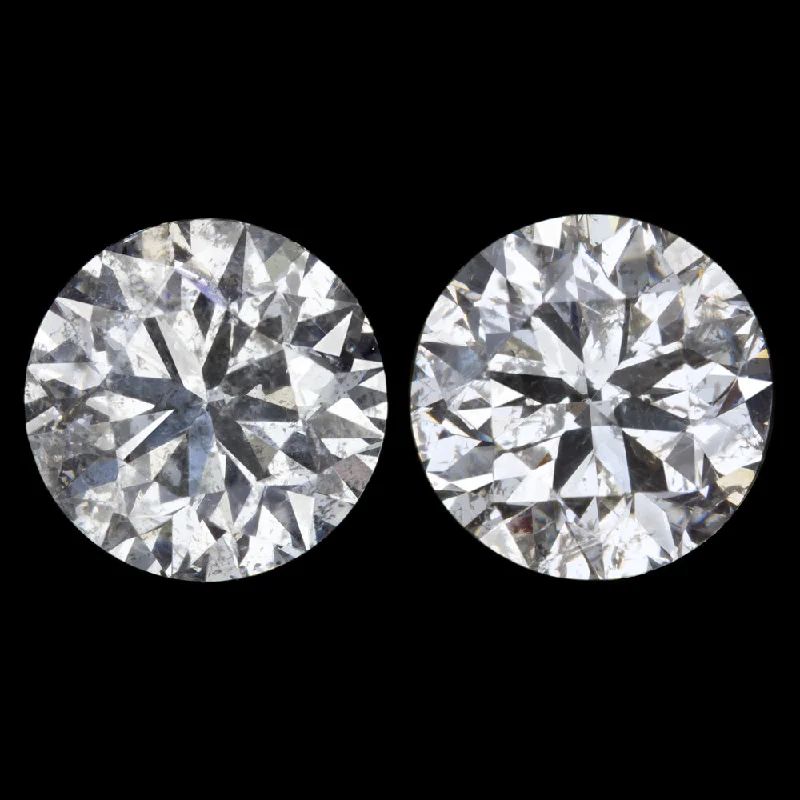 Classic Gold Earrings For Workwear-2.42ct NATURAL DIAMOND STUD EARRINGS MATCHING PAIR ROUND BRILLIANT CUT 2.5 CARAT