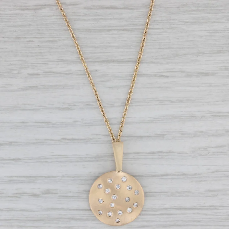 Luxury Necklaces For Special Occasions-0.30ctw Diamond Dots Stationary Pendant Necklace 14k Gold 18" Cable Chain