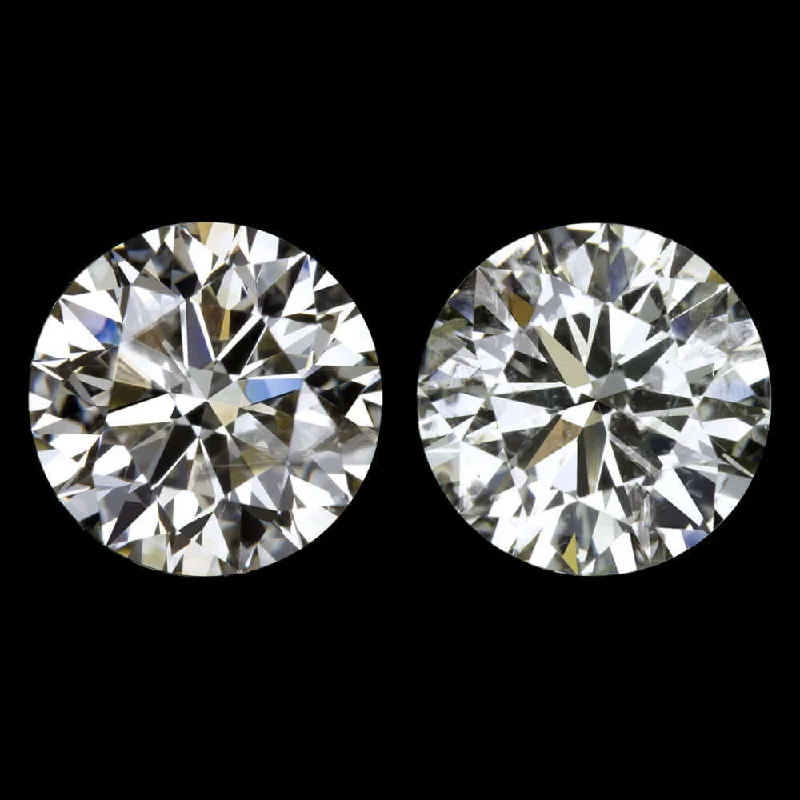 Lightweight Earrings For Daily Comfort-2.09ct EXCELLENT CUT DIAMOND STUD EARRINGS ROUND BRILLIANT MATCHING PAIR 2 CARAT