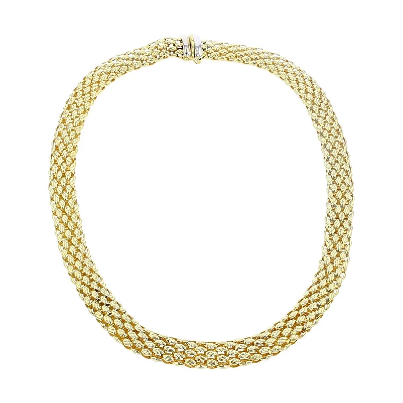 Sparkling Necklaces For Evening Wear-14K Yellow Gold Mesh Necklace