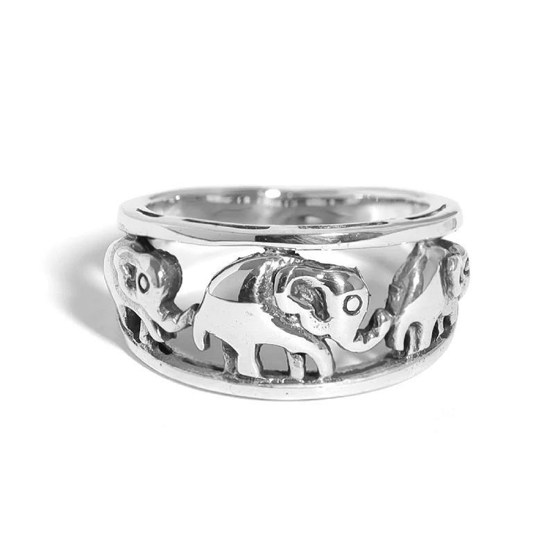 Designer Wedding Bands For Custom Style-Sterling Silver Elephant Ring / SSR0221