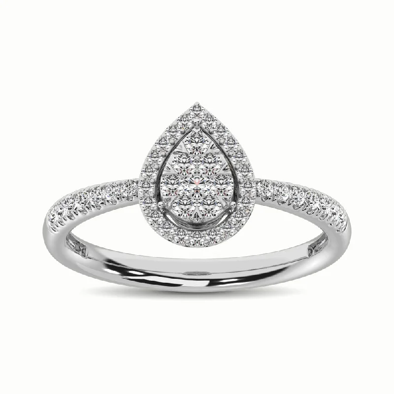 Sparkling Gemstone Engagement Rings-14K White Gold 2/5 Ct.Tw. Diamond Fashion Ring