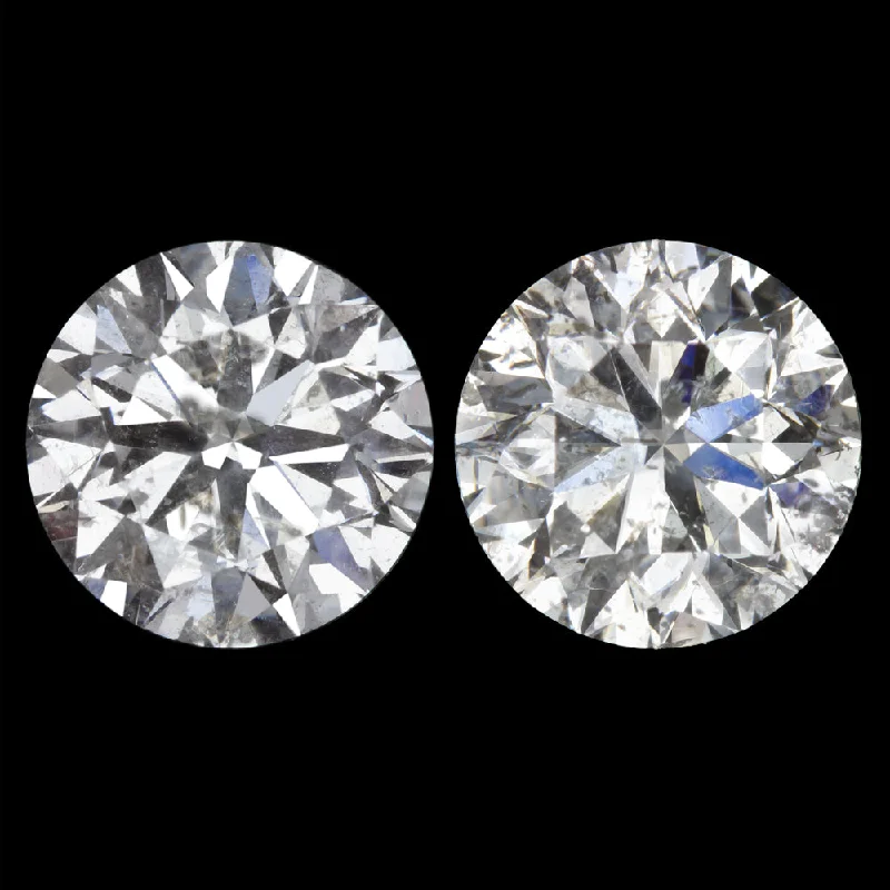 Multi-Colored Earrings For Fun Styles-2.60ct E-F VERY GOOD CUT DIAMOND STUD EARRINGS ROUND NATURAL MATCHING PAIR 2.5ct